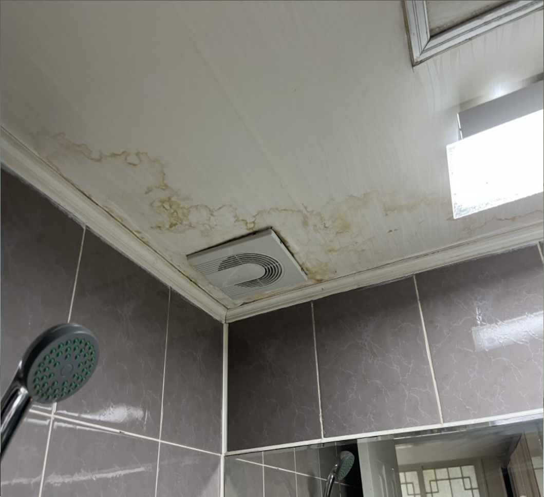 욕실 천장이 물에 젖었어요